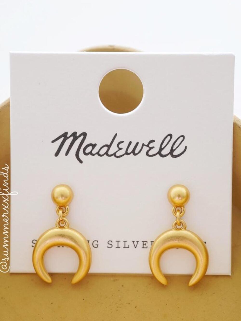 Madewell Chunky Crescent Moon Drop Stud Earrings